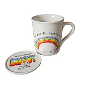 Vintage Rainbow MUG MATES Lidded Coffee‎ Mug Have A Rainbow Day PRIDE